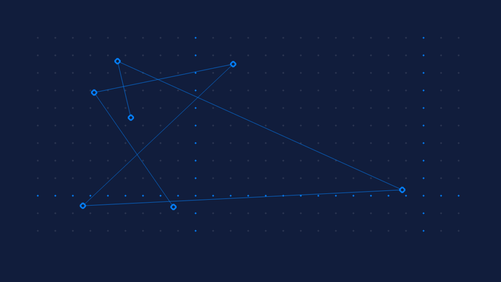 Abstract Tekhey brand graphic in navy and blue