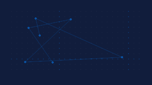 Abstract Tekhey brand graphic in navy and blue