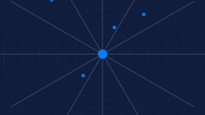Abstract Tekhey brand graphic in navy and blue