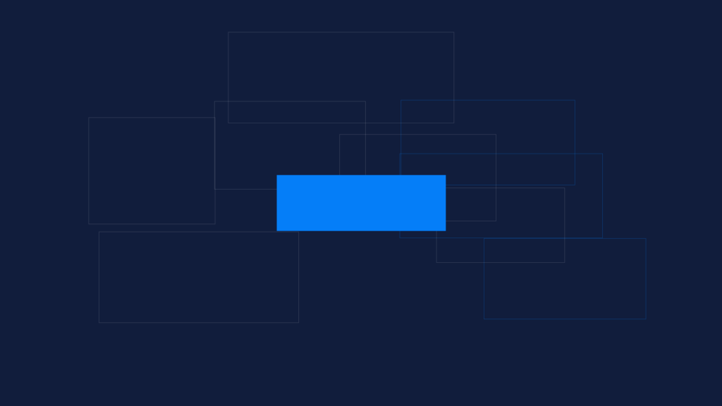 Abstract Tekhey brand graphic in navy and blue