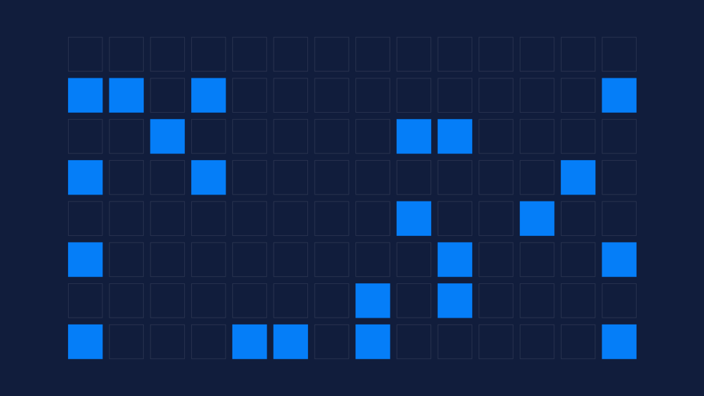 Abstract Tekhey brand graphic in navy and blue